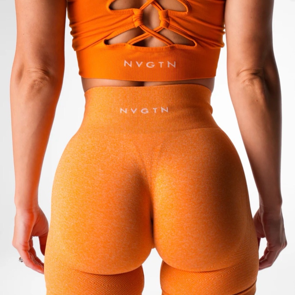 NVGTN Women's Orange Seamless High-Waist Sculpting Shorts